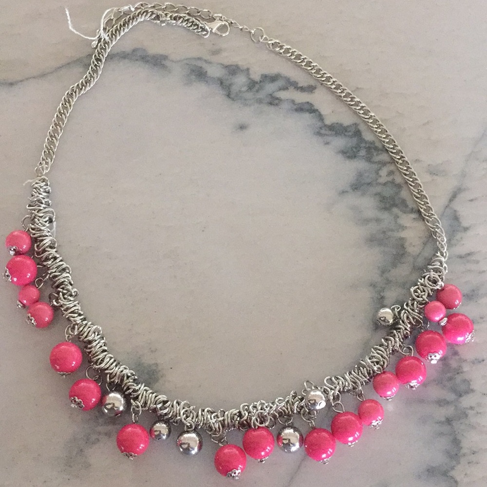 Pink and Silver Statement Necklace